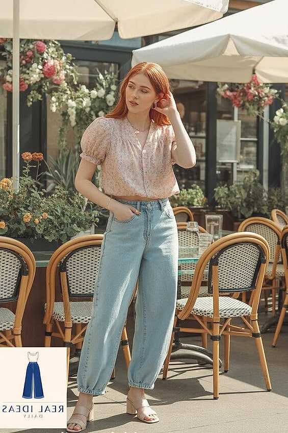 FLORAL BLOUSE & BAGGY JEANS