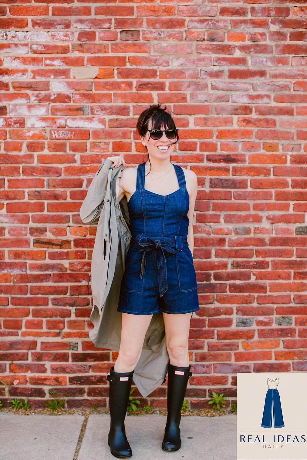 Floral Rain Boots with a Denim Jacket