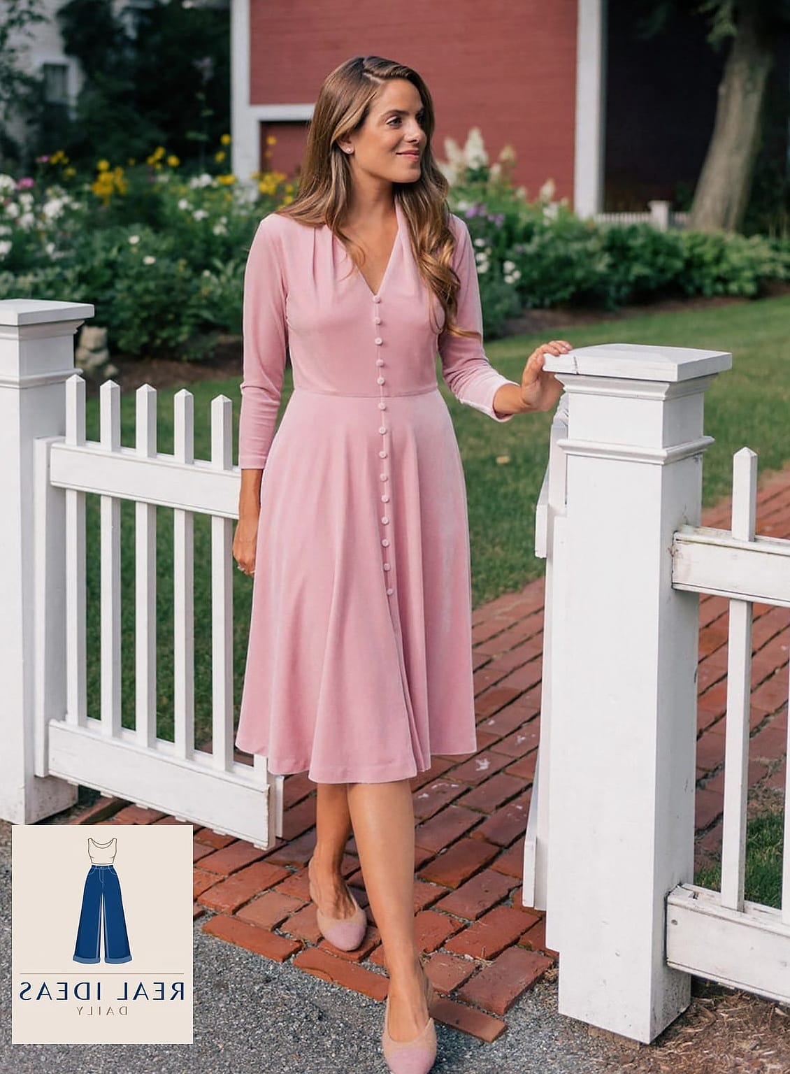 Fuchsia Midi Dress with a Trench Coat