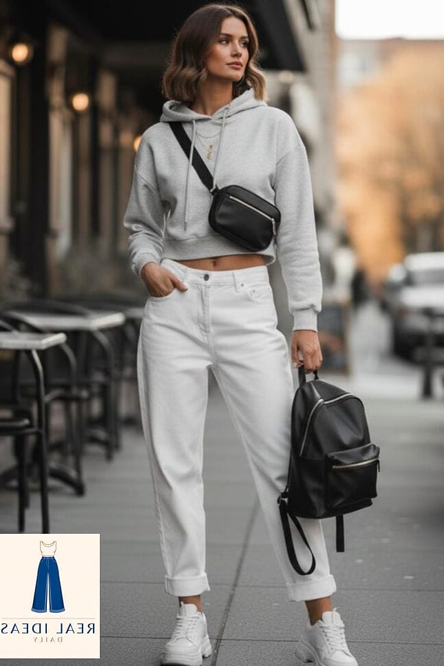 Going Out in White Baggy Jeans