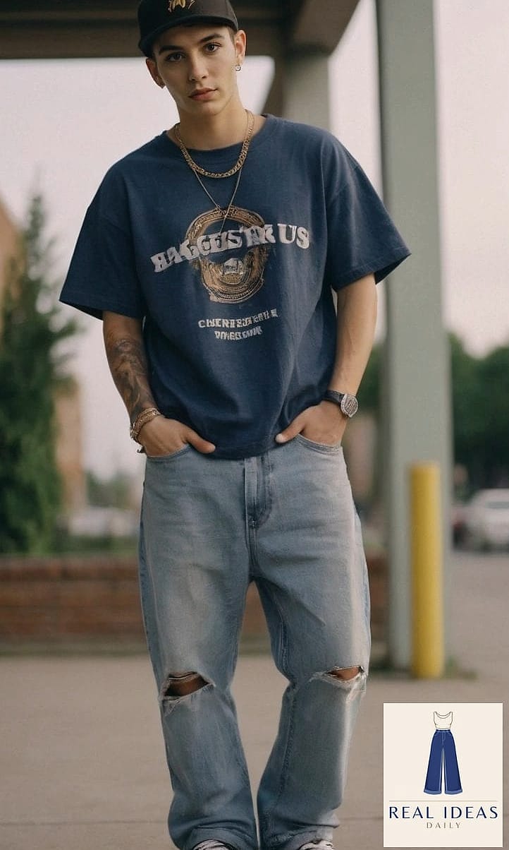 25 Dark Baggy Jeans Outfit Every Style Lover Needs to See 12 Graphic Tee and Baggy Jeans