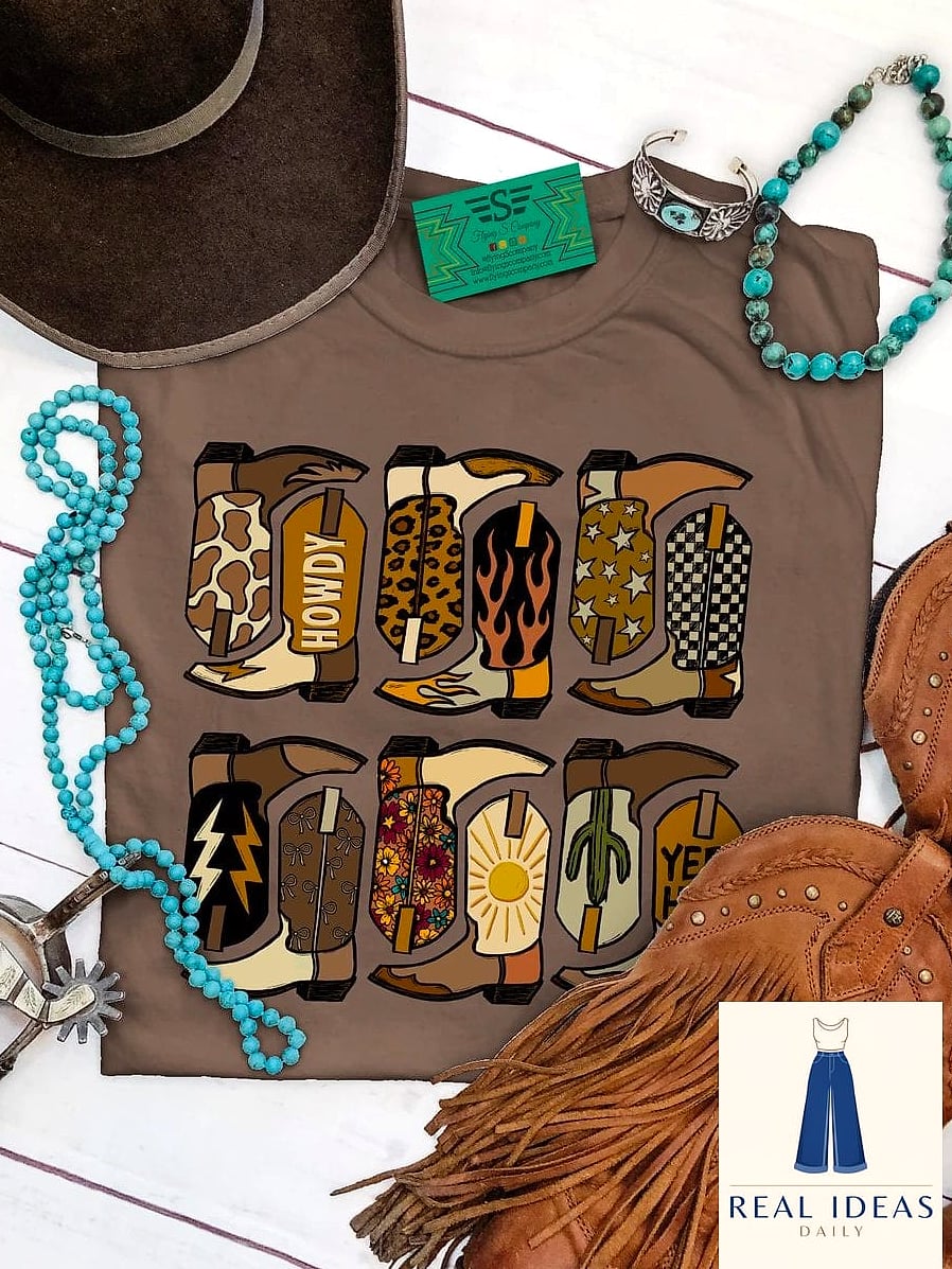 22 Black Cowboy Boots Outfit That Are Dreamy and So Inspiring 20 Graphic Tee and Denim Skirt