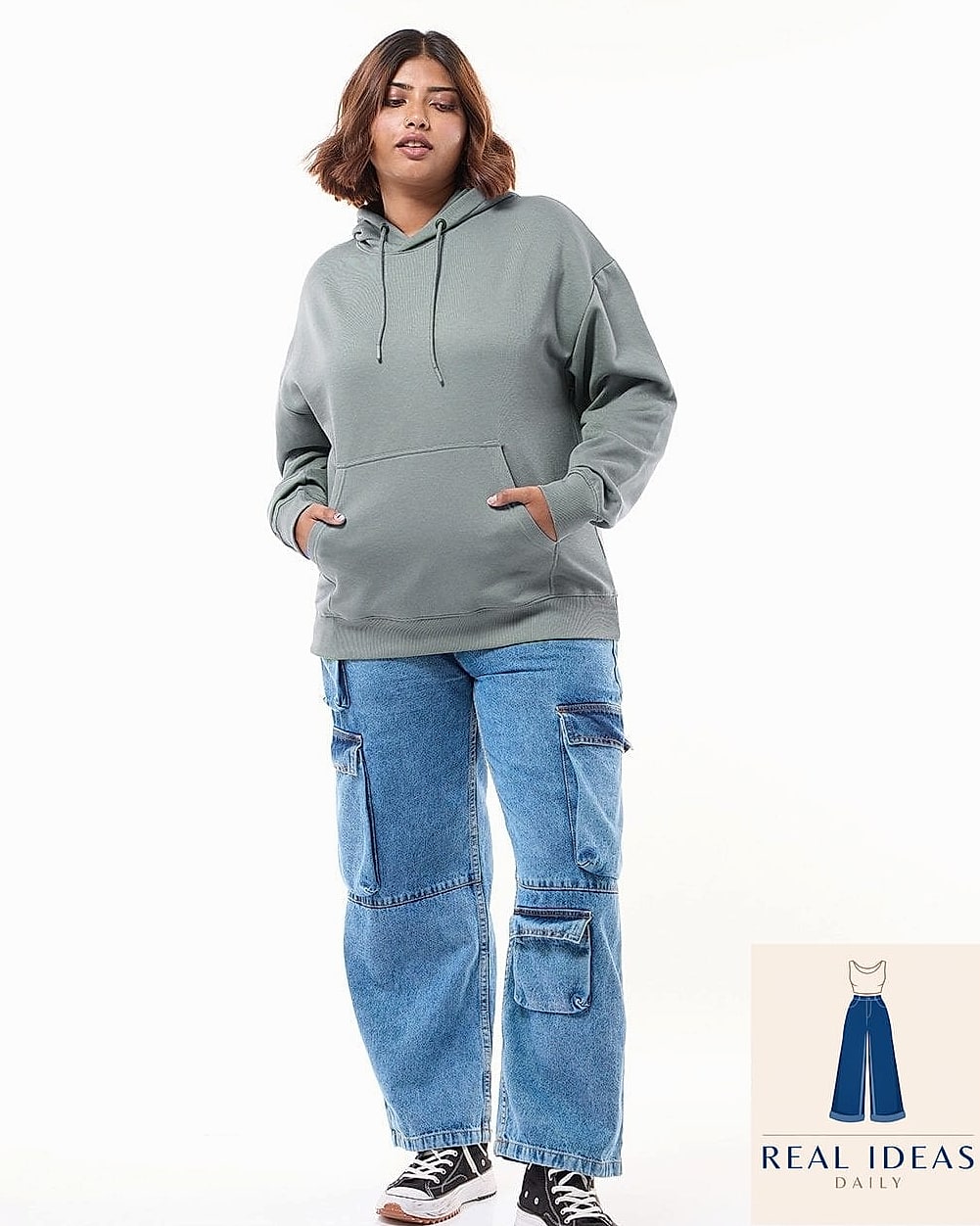 26 Grey Hoodie Outfit Every Woman Needs to See 17 Grey Hoodie with Cargo Pants