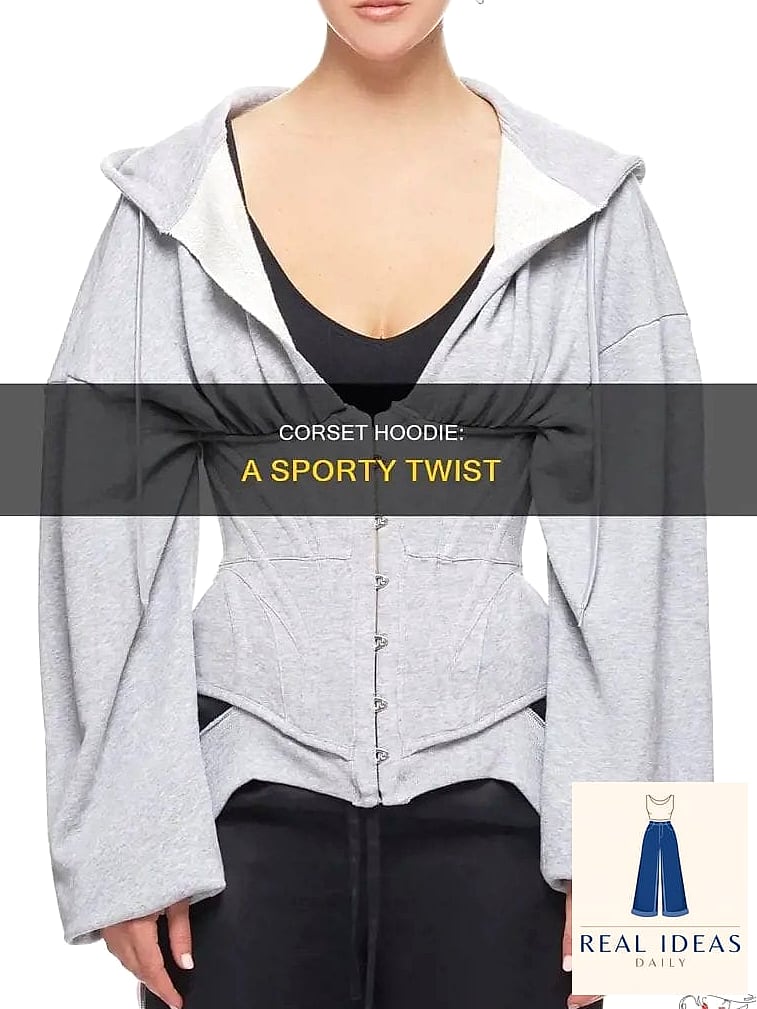 26 Grey Hoodie Outfit Every Woman Needs to See 21 Grey Hoodie with Corset Top Underneath