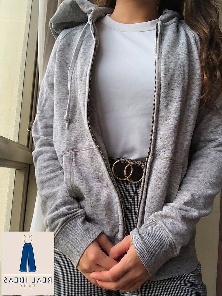 26 Grey Hoodie Outfit Every Woman Needs to See 27 Grey Hoodie with a Statement Coat