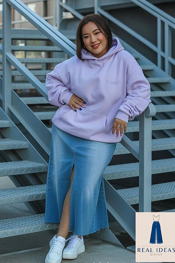 Hoodie With a Denim Skirt