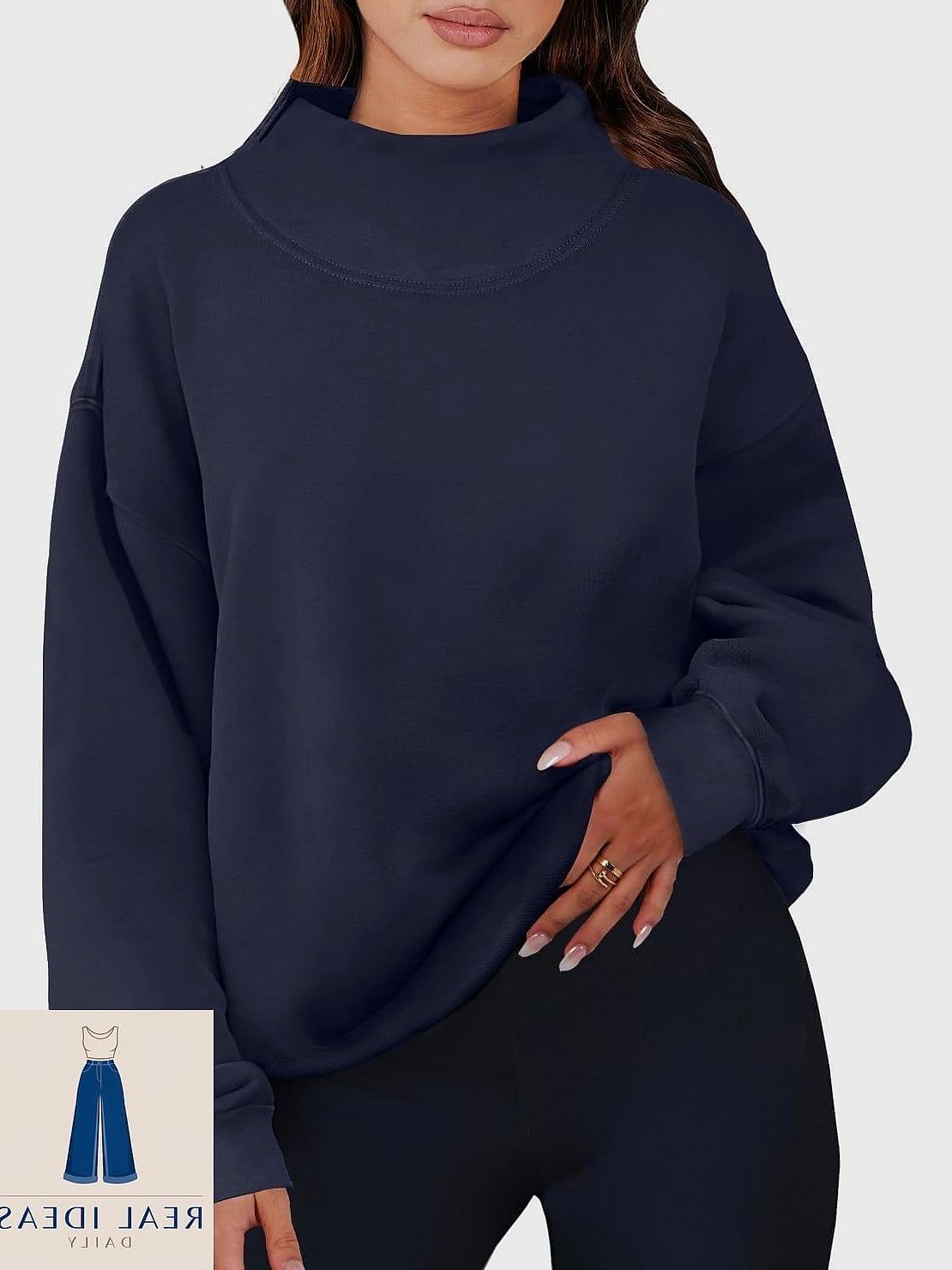 Hoodie Layered Over a Turtleneck