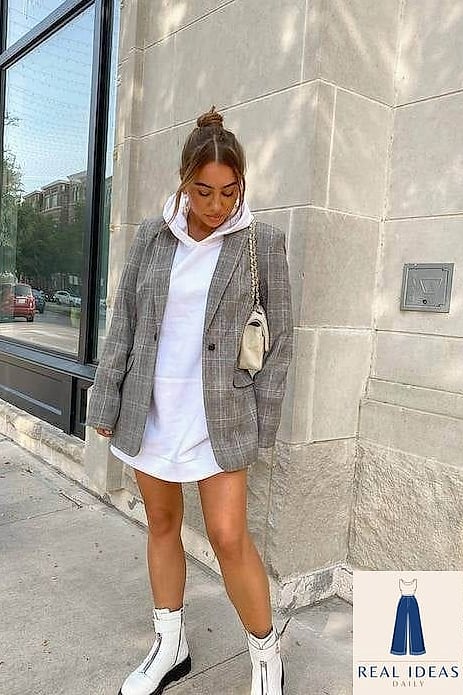 Hoodie Paired With an Oversized Blazer
