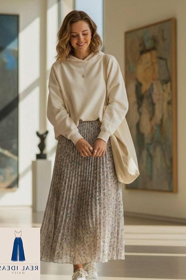 Hoodie Styled With a Slip Skirt
