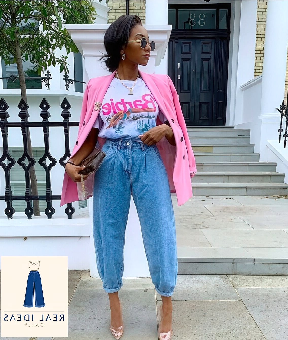 HOT PINK CROP TOP & BAGGY JEANS