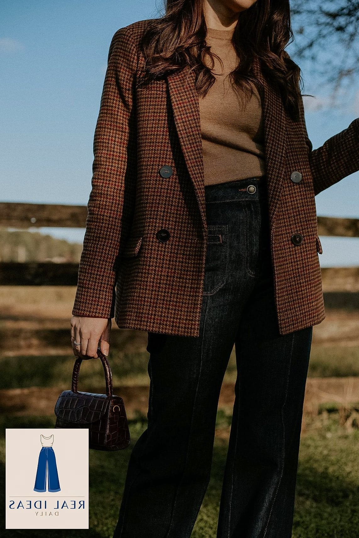 22 Baggy Jeans Outfit Women Worth Pinning Immediately 18 Houndstooth Blazer Paired With Baggy Jeans
