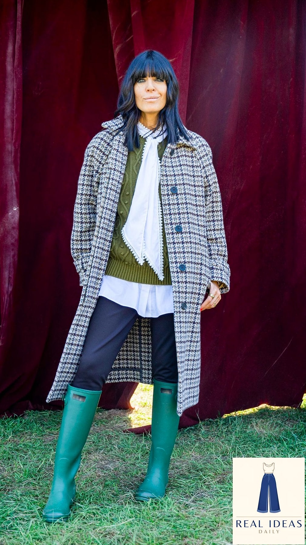 Houndstooth Coat and Straight-Leg Jeans