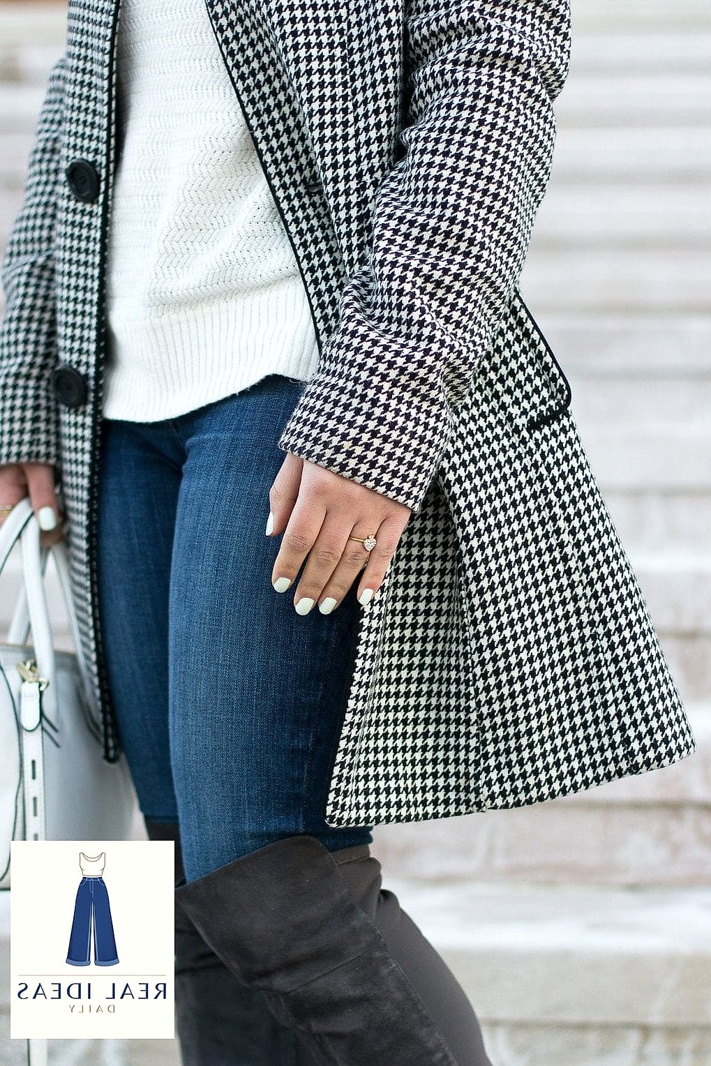 Houndstooth Coat and Over-the-Knee Boots