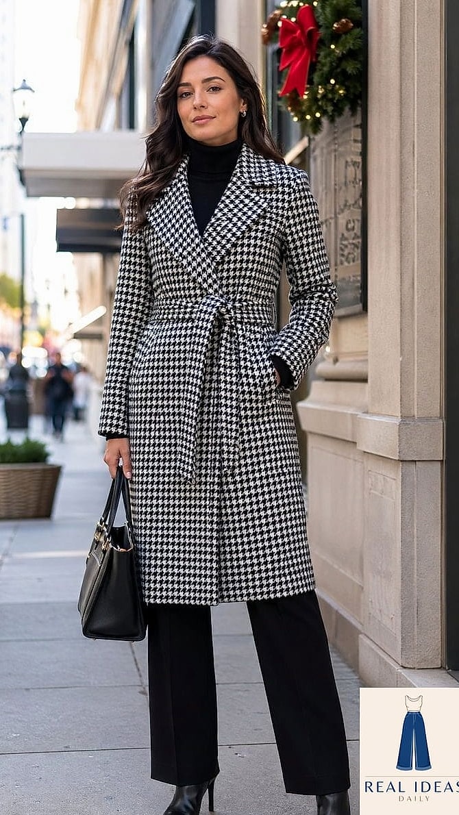 22 Black Cowboy Boots Outfit That Are Dreamy and So Inspiring 16 Houndstooth Coat Over Everything