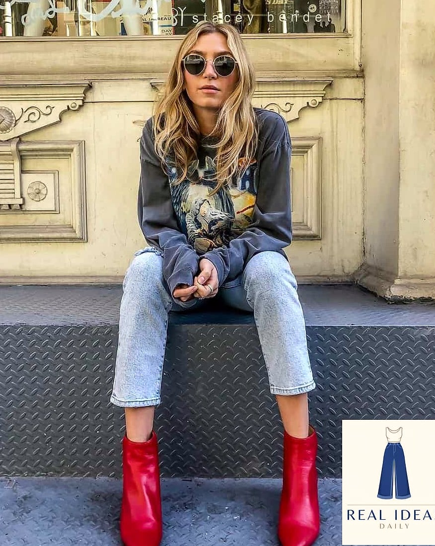 21 Red Boots Outfit Every Woman Needs to See 17 Houndstooth Print With Red Boots