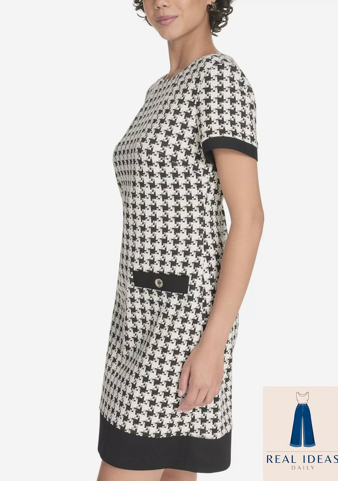Houndstooth Shift Dress with Ankle Boots