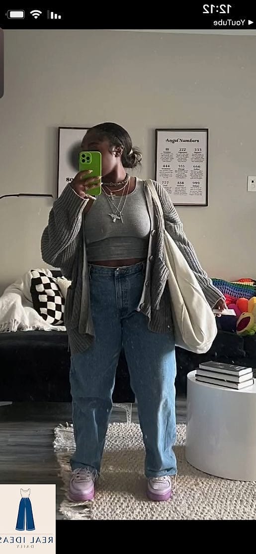Houndstooth Top With Baggy Jeans