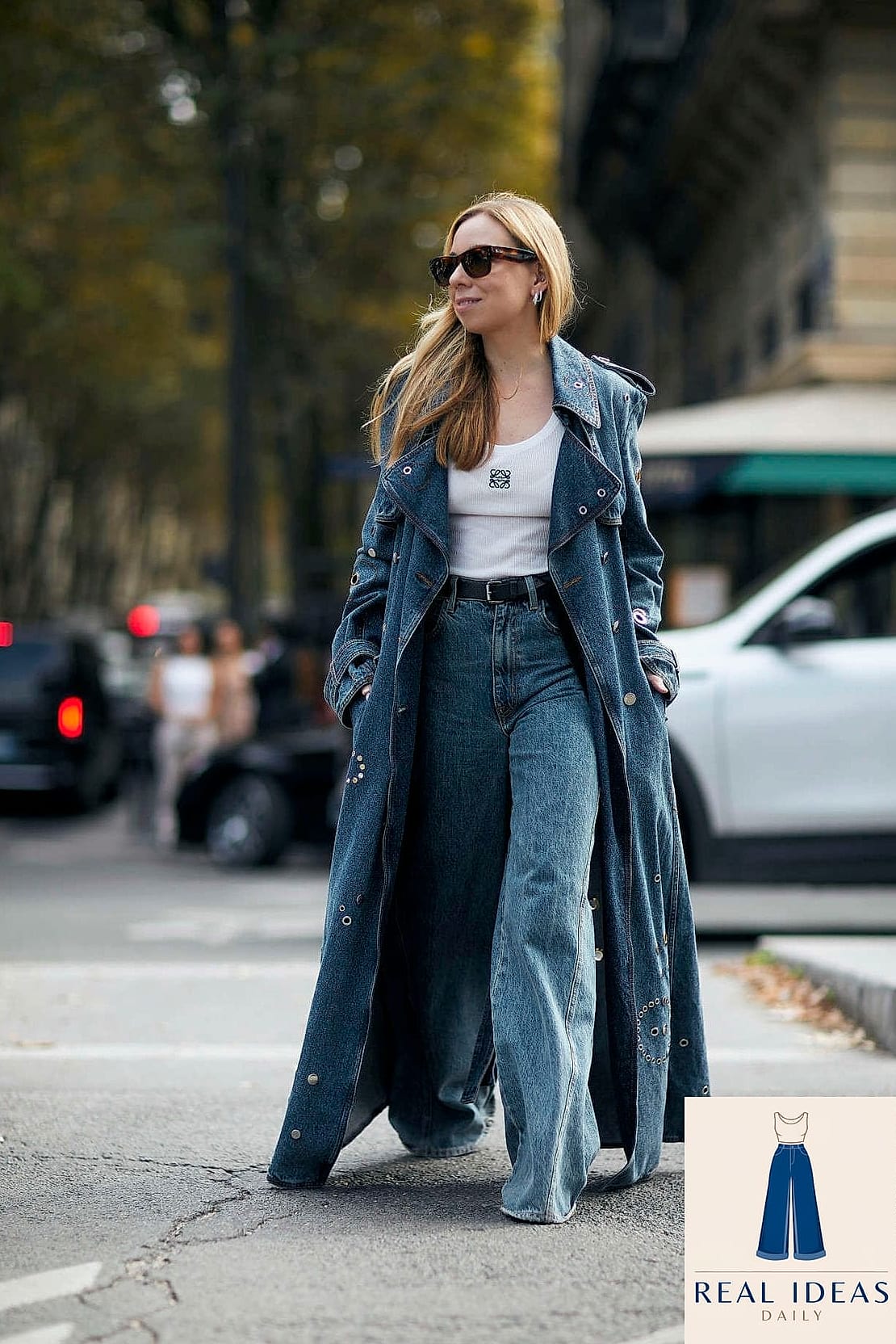 Jean Dress Under a Trench Coat