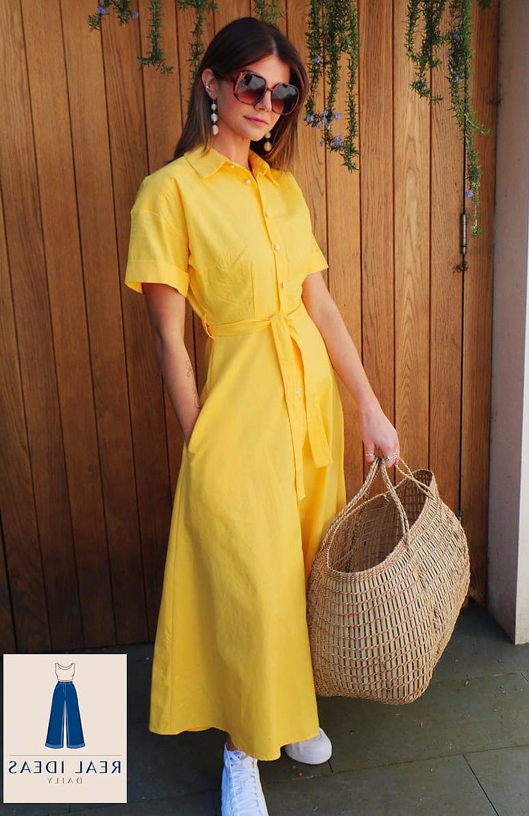29 Yellow Dress Outfit That Are Breathtakingly Beautiful 9 Keep It Casual With a Yellow T-Shirt Dress