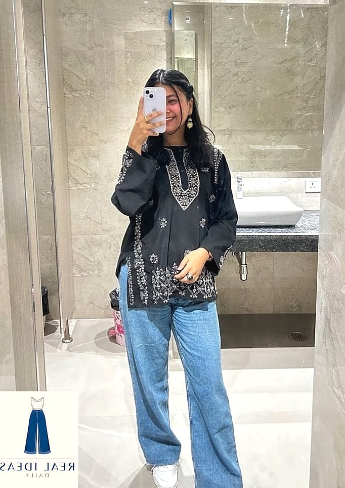 Kurta With Baggy Jeans and a Denim Jacket