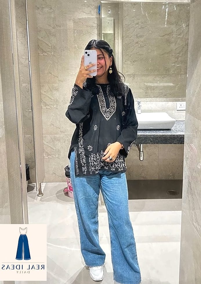 Kurta With Baggy Jeans and Chunky Sneakers