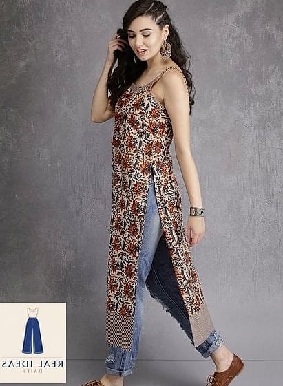Kurta With Baggy Jeans and Ankle Boots