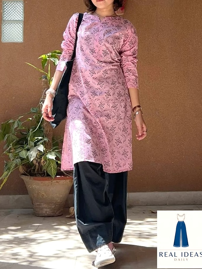 Kurta With Baggy Jeans in Monochrome