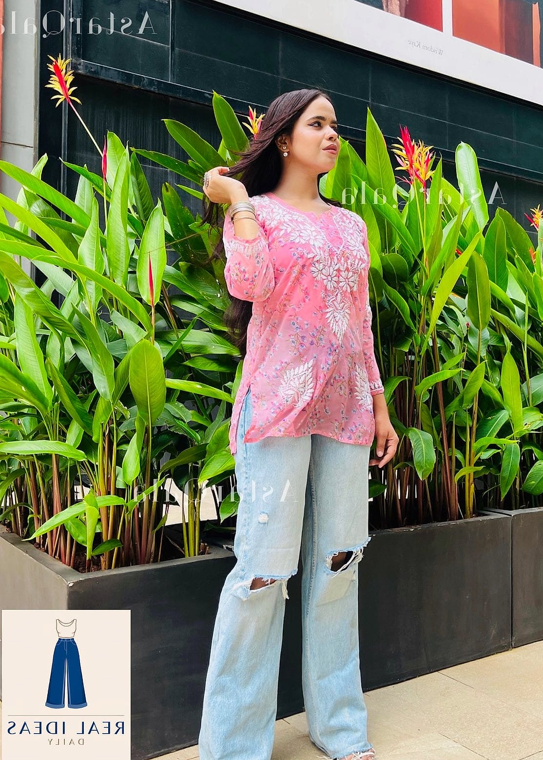 Kurta With Baggy Jeans and Layered Bangles