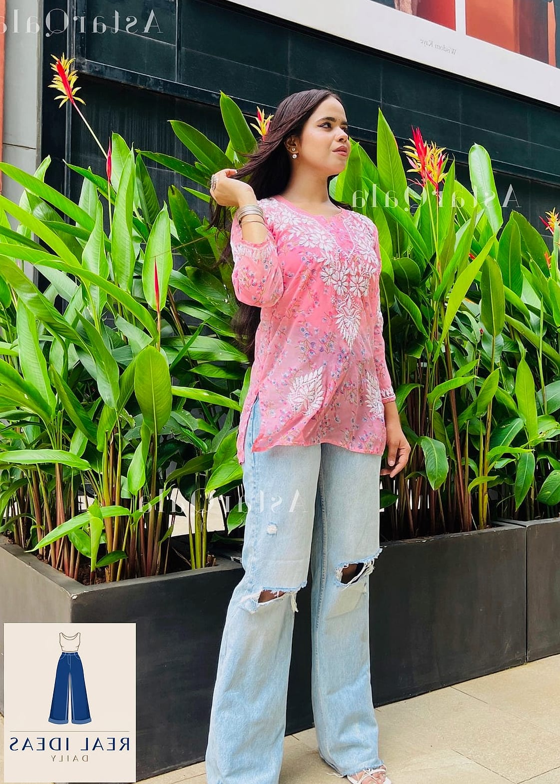 Kurta With Baggy Jeans and a Cardigan