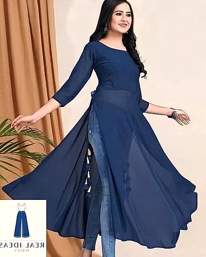 Kurti and Baggy Jeans Finished With a Crossbody Bag