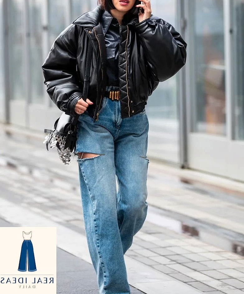 23 Black Baggy Jeans Outfit That Are Dreamy and So Inspiring 12 Leather Jacket for Edge