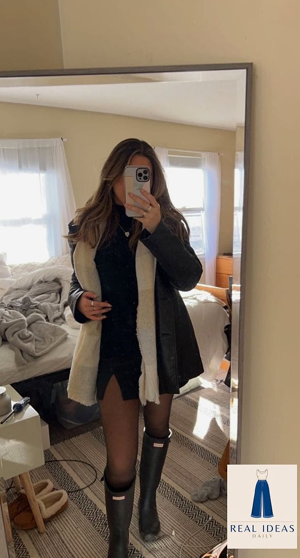 Leather Jacket and Slouchy Jeans