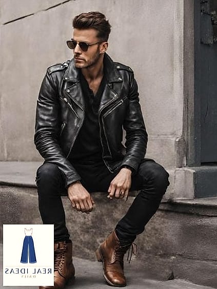 Leather Jacket and Flare Jeans with Boots