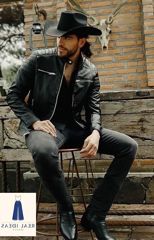 22 Black Cowboy Boots Outfit That Are Dreamy and So Inspiring 14 Leather Jacket and White Tee