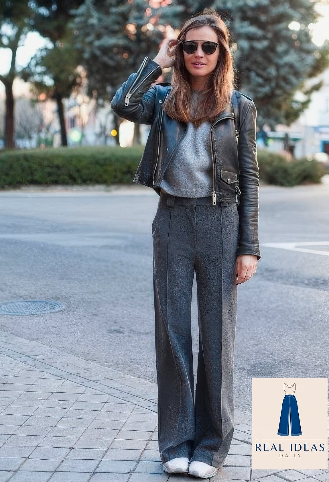 26 Wide Leg Sweatpants Outfit Every Style Lover Needs to See 14 Leather Jacket for an Edgy Twist