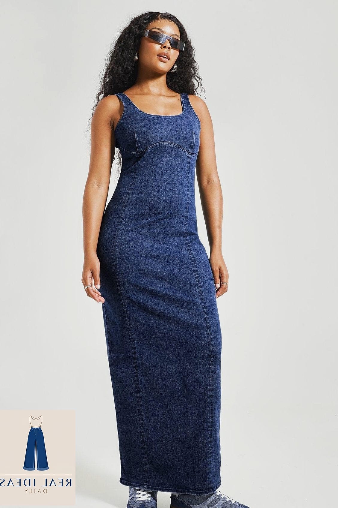 Long Dress with a Denim Vest