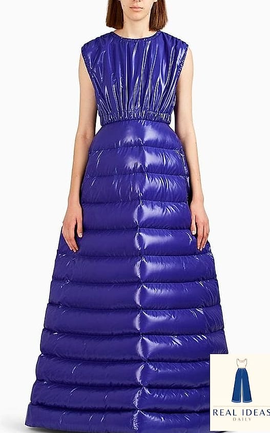 Long Dress Layered with a Puffer Vest