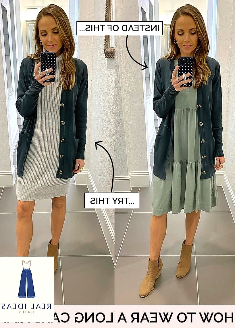 Long Dress with a Cardigan and Beanie for Cozy Days