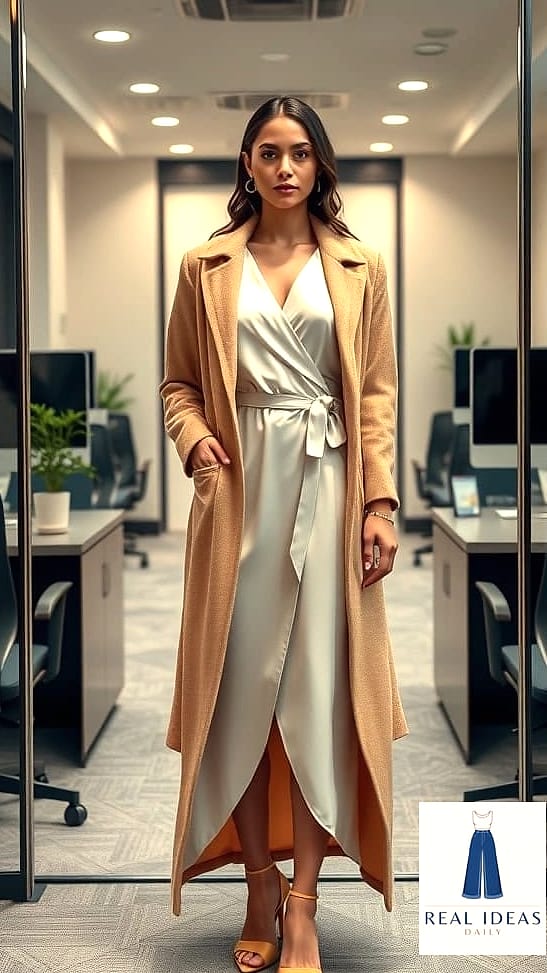 Maxi Dress with a Cardigan for Office-Appropriate Style