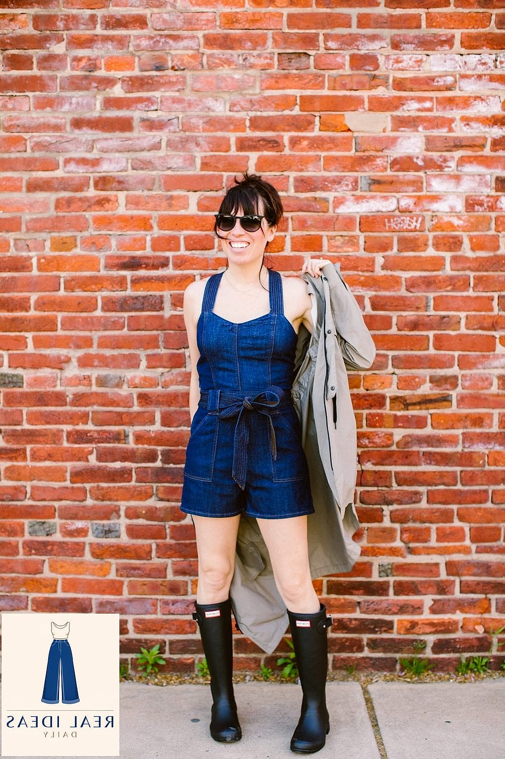 Metallic Rain Boots with a Simple Outfit