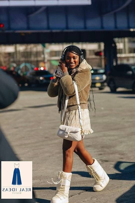 28 Moon Boots Outfit You'll Want to Screenshot Immediately 8 Midi Skirt and Turtleneck Combo