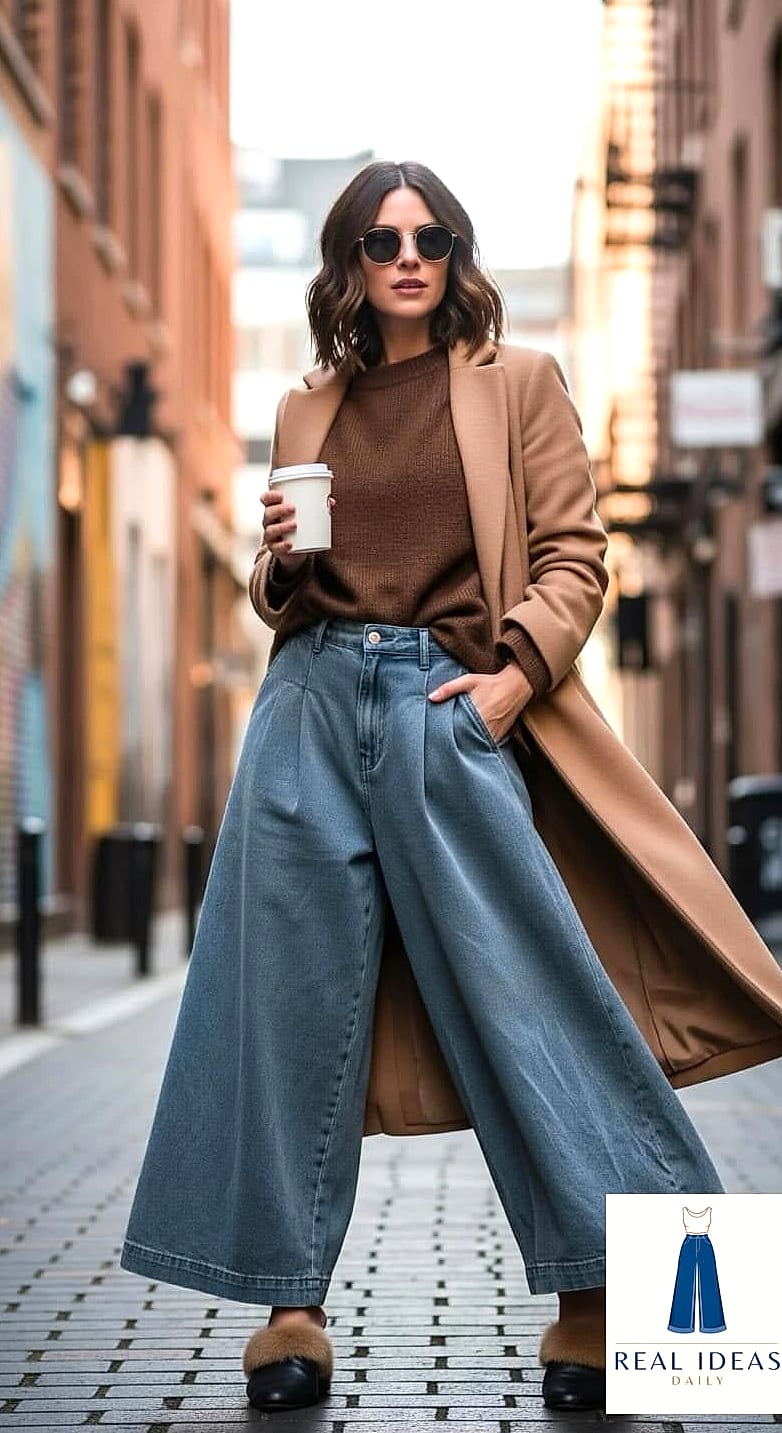 Neutral Toned Sweater Set with Baggy Jeans