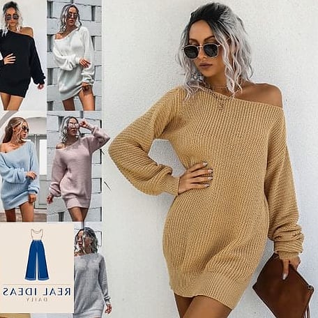 29 Winter Dress Outfit That Are Dreamy and So Inspiring 12 Off the Shoulder Sweater Dress for Date Night