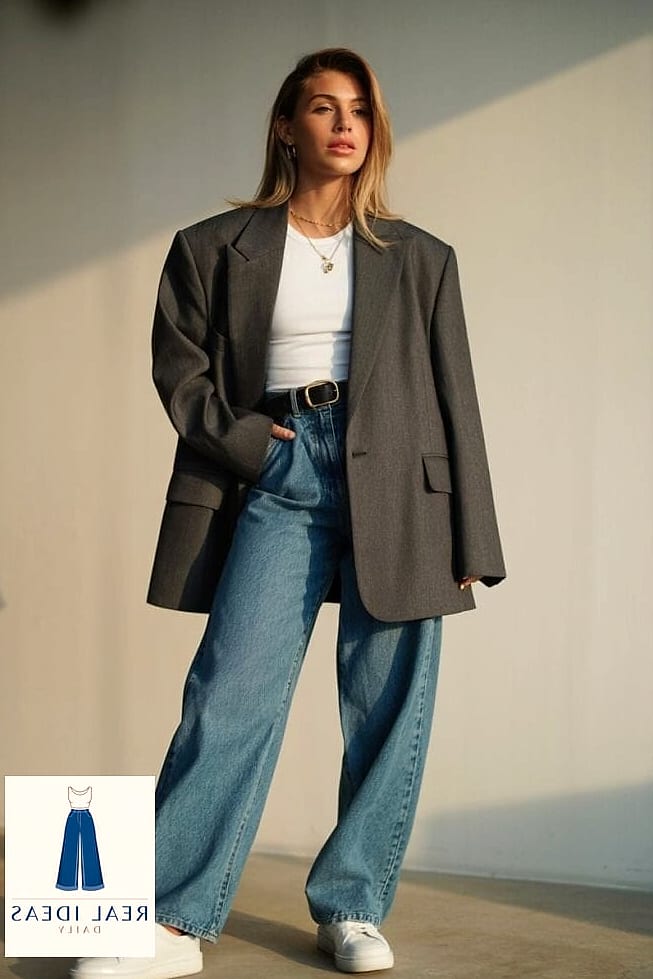 23 Black Baggy Jeans Outfit That Are Dreamy and So Inspiring 4 Oversized Blazer for an Elevated Feel