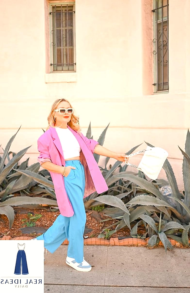 27 Light Blue Baggy Jeans Outfit That Every Stylist Needs to See 4 Oversized Blazer for a Polished Look
