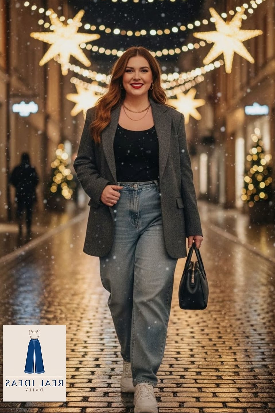 Oversized Blazer and Baggy Denim Combo