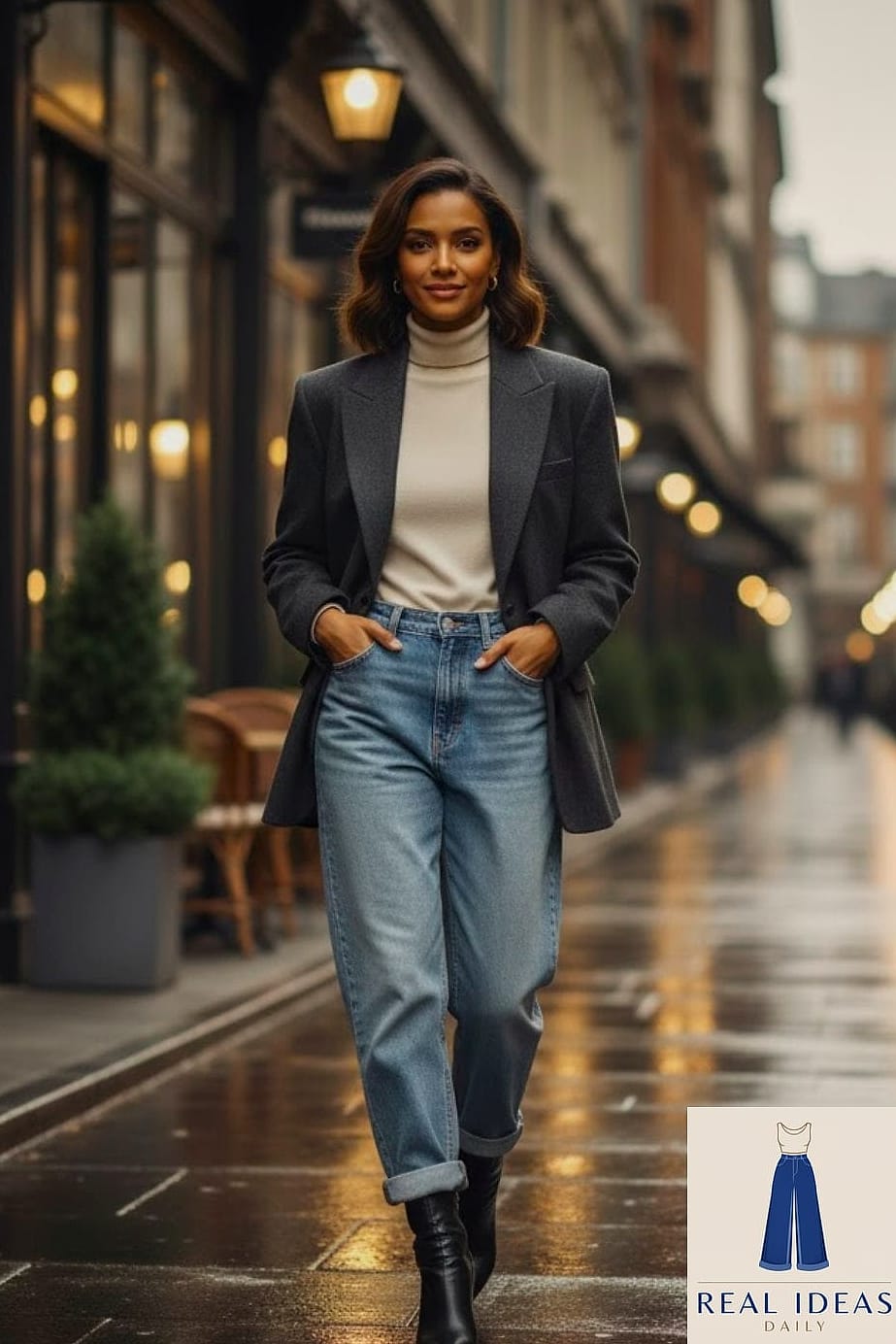 Oversized Blazer and Baggy Jeans for a Polished Off-Duty Look