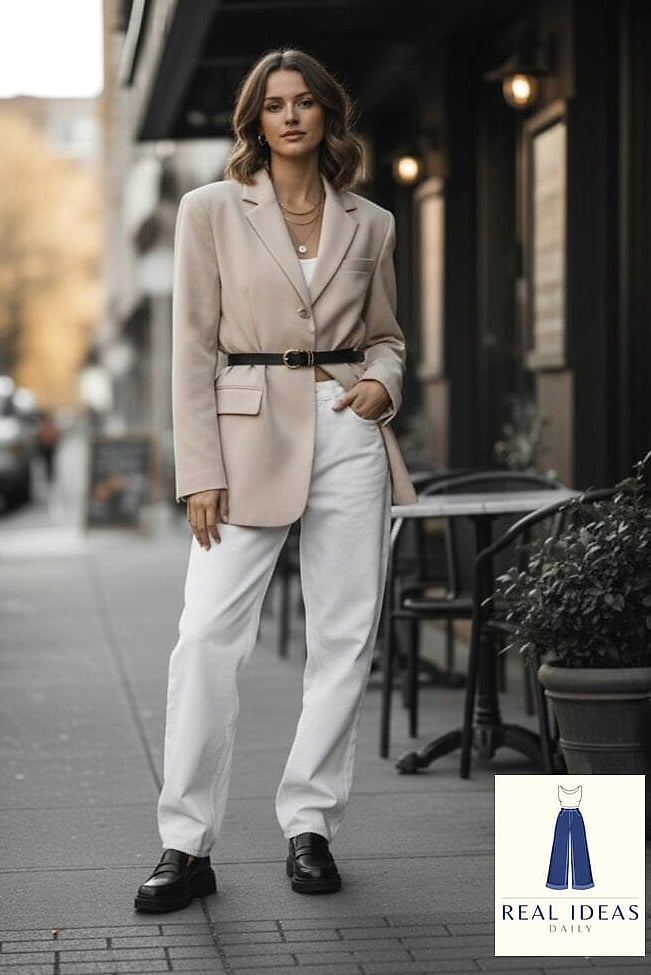26 Cute Baggy Jeans Outfit Every Style Lover Needs to See 2 OVERSIZED BLAZER & BAGGY JEANS