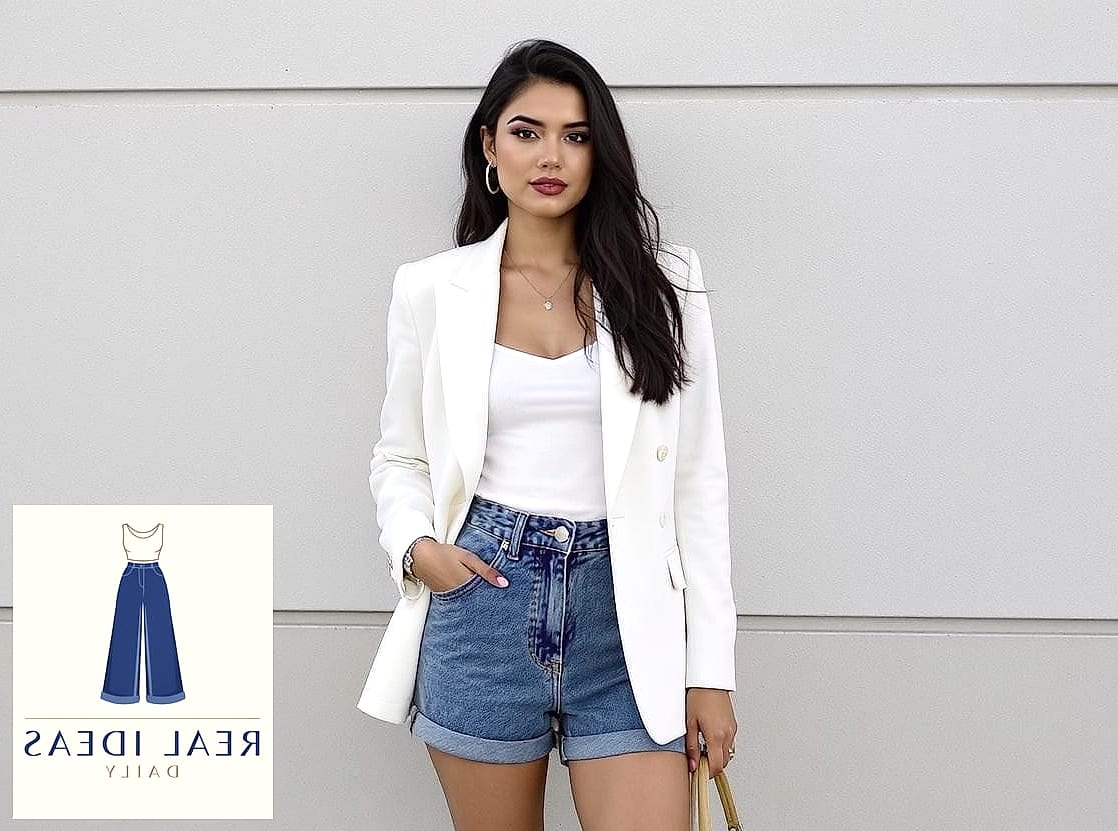 Oversized Blazer Over Denim Shorts