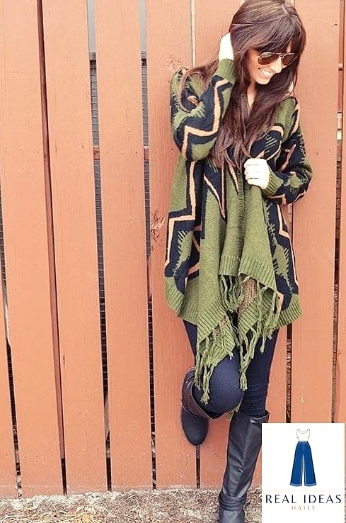 Oversized Cardigan and Mini Dress with Boots